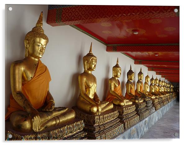 Seated Buddhas in Bangkok Acrylic by Sarah Bonnot