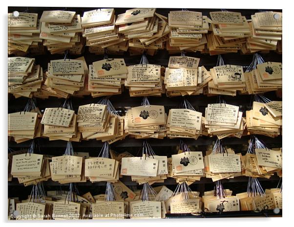 Japanese wooden prayer cards Acrylic by Sarah Bonnot