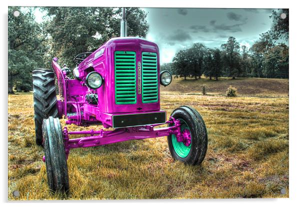 Little Pink Vintage Tractor Acrylic by Gavin Wilson