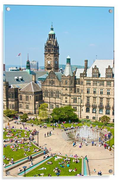 Sheffield Peace Gardens Acrylic by David Yeaman