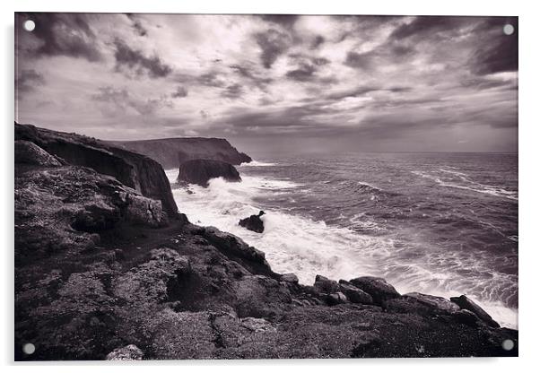 Stormy Lands End Acrylic by David Yeaman