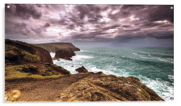 Stormy Lands End Acrylic by David Yeaman