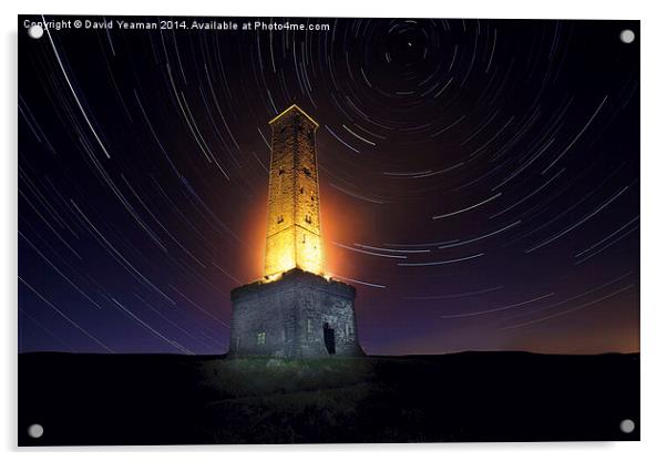 Peel Monument at Night Acrylic by David Yeaman