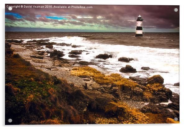 Trwyn Du Lighthouse, East Anglesey Coast Acrylic by David Yeaman