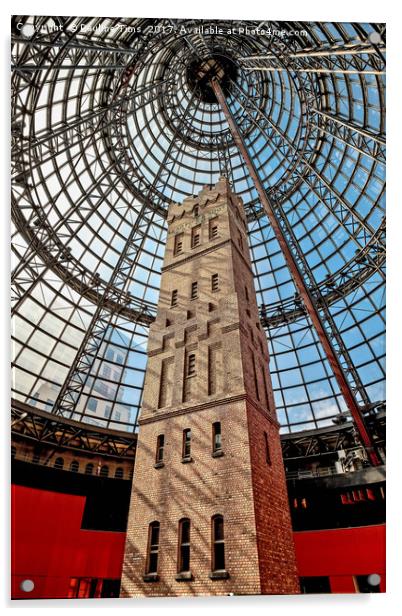 Coop's Shot Tower at Melbourne Central Acrylic by Pauline Tims