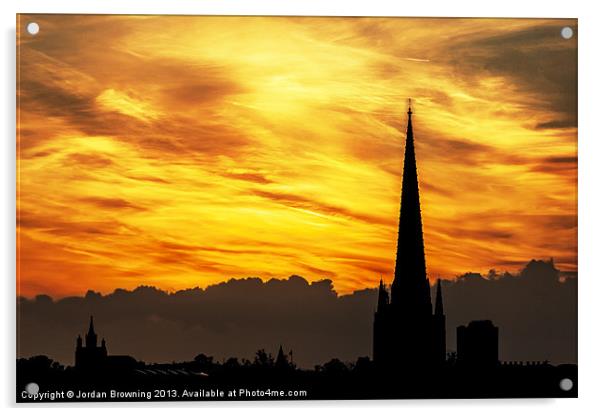 Norwich fiery sky Acrylic by Jordan Browning Photo