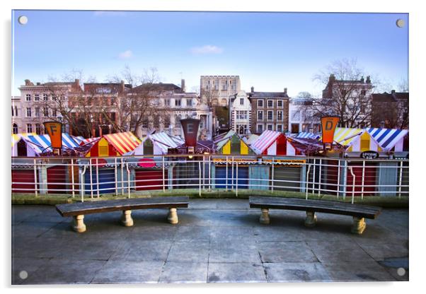 Norwich Market in December Acrylic by Jordan Browning Photo