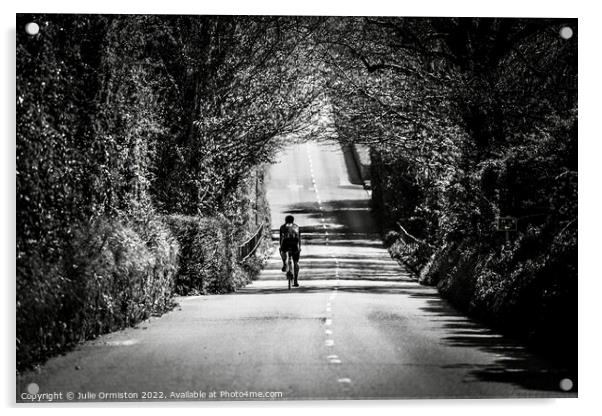 The Lone Cyclist Acrylic by Julie Ormiston
