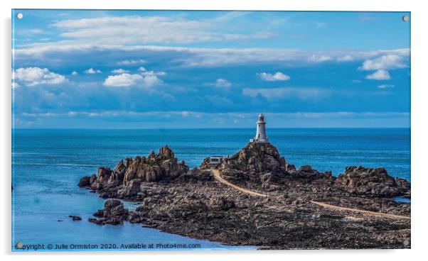 Corbiere Lighthouse Island of Jersey Acrylic by Julie Ormiston