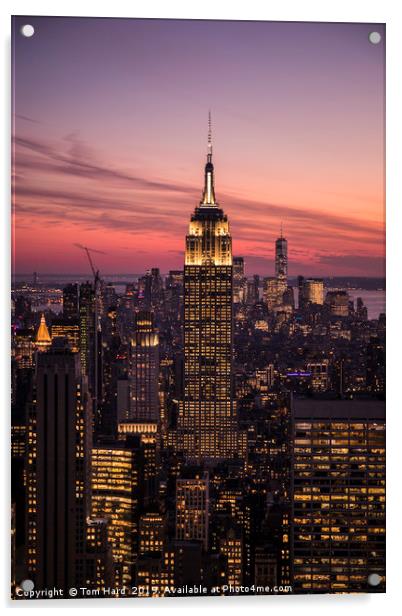 New York City Sunset Acrylic by Tom Hard