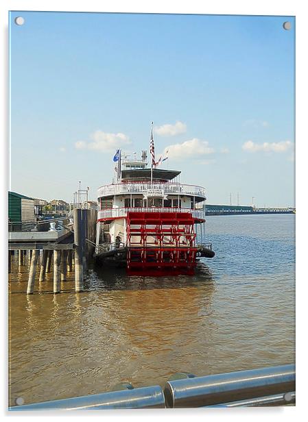 Mississippi River Boat in NOLA Acrylic by Judy Hall-Folde