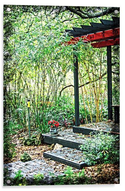 Japanese Garden Acrylic by Judy Hall-Folde