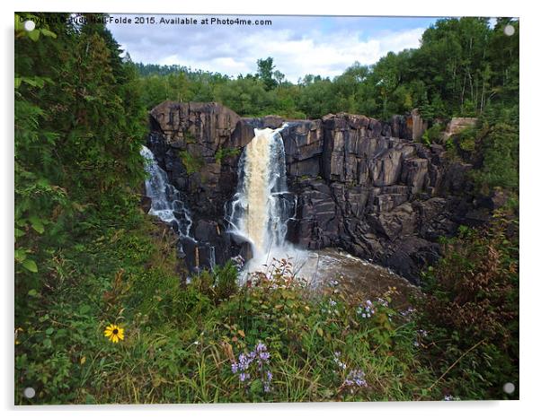 High Falls Surrounded by Nature Acrylic by Judy Hall-Folde