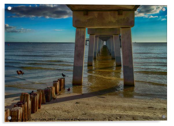 Fort Myers Beach Acrylic by Judy Hall-Folde