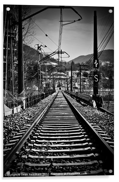 Single Track Railway Line Acrylic by Sean Needham