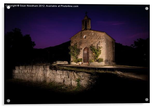 Mountain Chapel at Night (2) Acrylic by Sean Needham