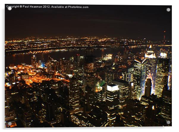 New York City at Night Acrylic by P H