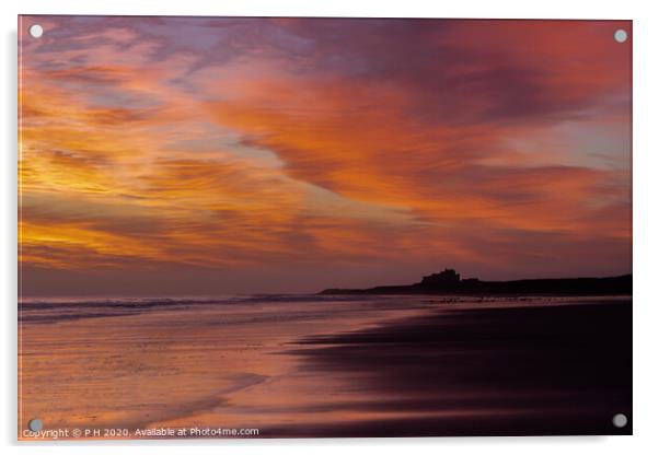 Sunrise in Northumberland Acrylic by P H