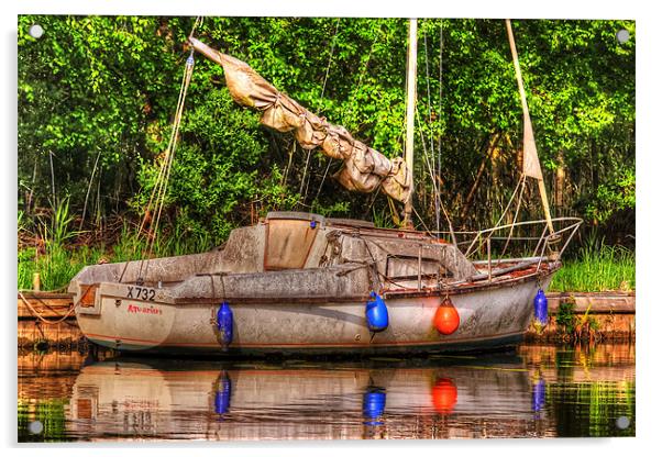 Abandoned Boat - Norfolk Broads Acrylic by Elaine Steed