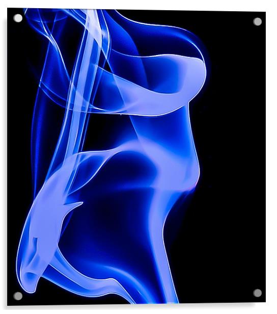Blue smoke Macro Art Acrylic by Andrew Ley