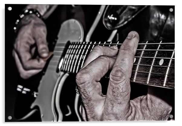 Guitar Hands Acrylic by claire lukehurst