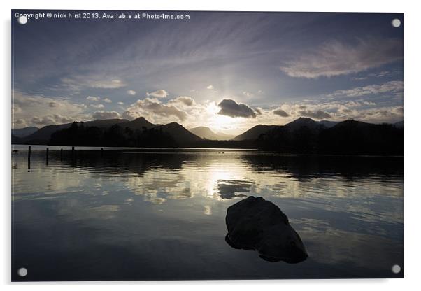 Sunset over Derwent water Acrylic by nick hirst