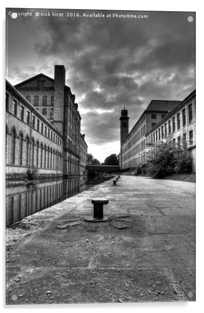 Salts Mill, Black and white Acrylic by nick hirst