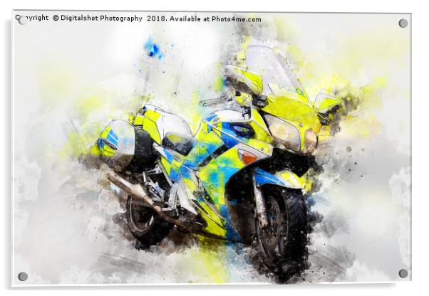 British Police Motorbike Acrylic by Digitalshot Photography