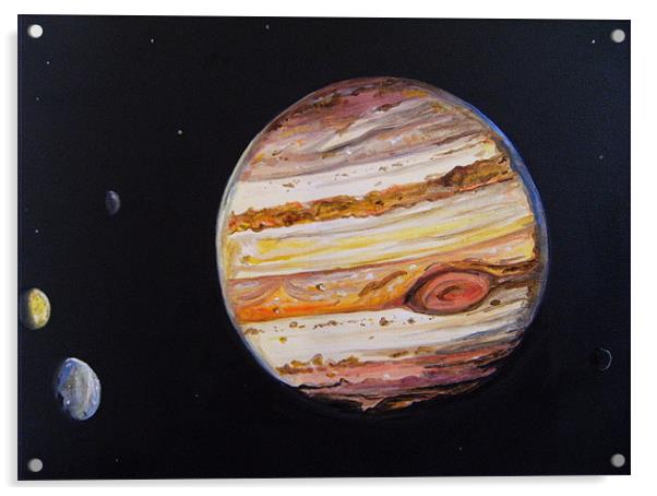 Jupiter and Four Moons Acrylic by Phiip Nolan