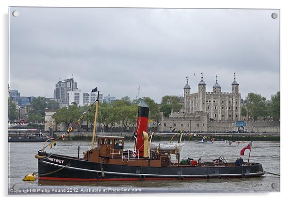 Tug at Tower of London Acrylic by Philip Pound