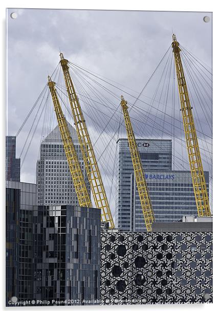 Canary Wharf & O2 Arena Acrylic by Philip Pound