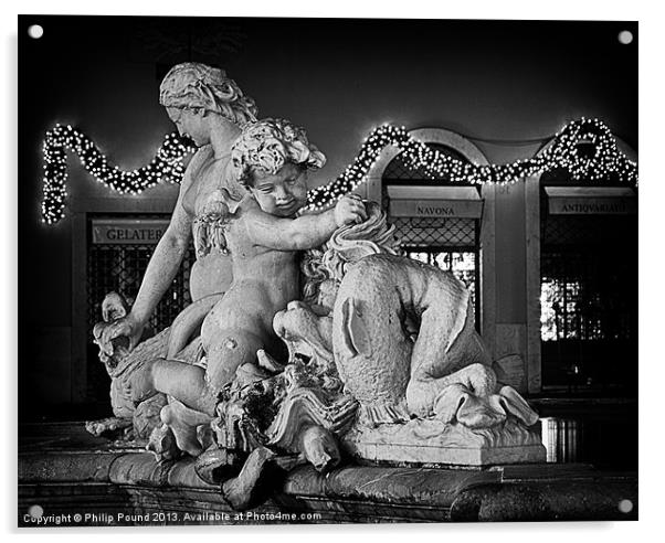 Cherub Piazza Navona Rome Fountain Acrylic by Philip Pound