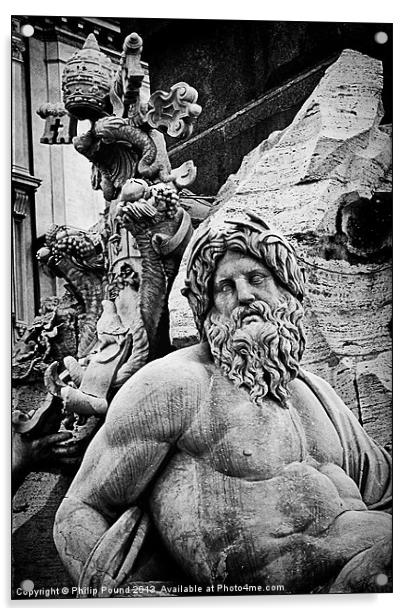 Bernini Statue Piazza Navona Rome Acrylic by Philip Pound