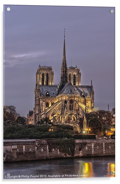 Notre Dame Cathedral Paris De Nuit Acrylic by Philip Pound