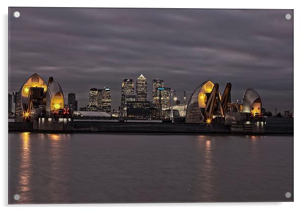 Thames Barrier at Night Acrylic by Philip Pound