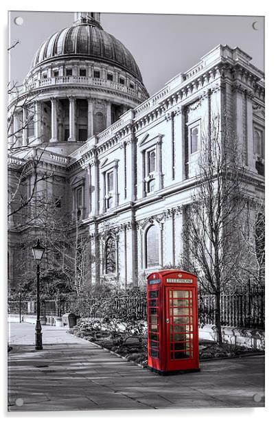 Red Phone Box at St Pauls Acrylic by Philip Pound