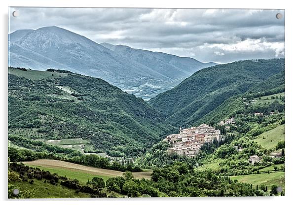 Italian Village Mountain Landscape Acrylic by Philip Pound