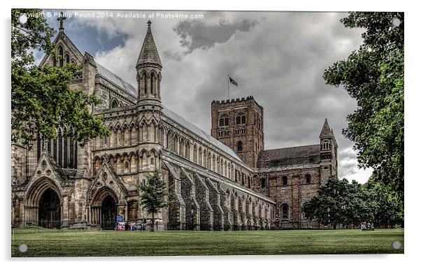 St Albans Cathedral Acrylic by Philip Pound
