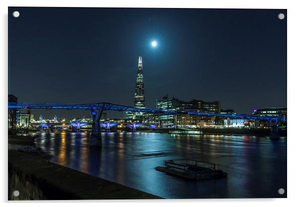 Moon & Mars Over The Shard Acrylic by Philip Pound