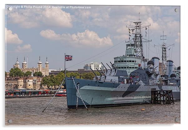  Tower of London and HMS Belfast Acrylic by Philip Pound