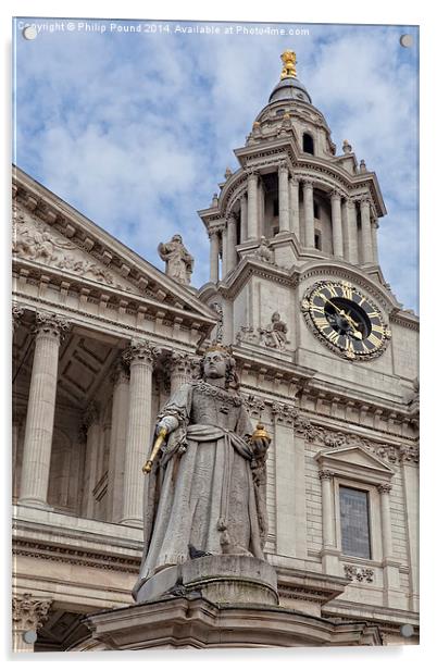 Queen Anne Statue and St Paul's Cathedral London  Acrylic by Philip Pound