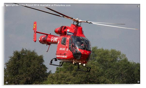  Red London Air Ambulance Helicopter Acrylic by Philip Pound