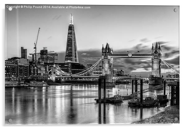  London's Tower Bridge, Shard and City Hall - a bl Acrylic by Philip Pound