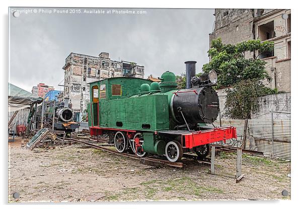 Green Steam Train in Havana  Acrylic by Philip Pound