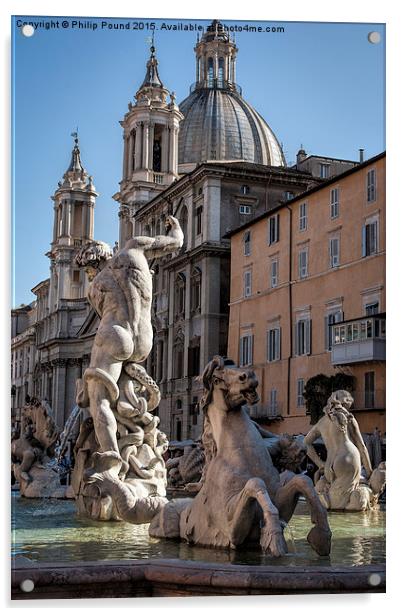 Bernini Fountain in Rome  Acrylic by Philip Pound