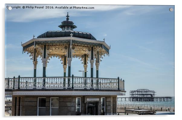 Historic Brighton Bandstand and West Pier Acrylic by Philip Pound