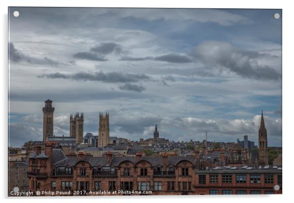 Glasgow City Panorama Acrylic by Philip Pound