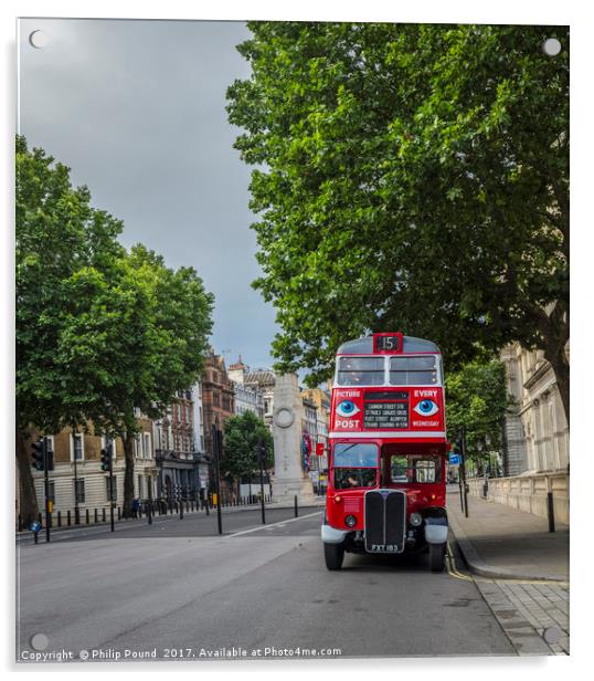 London Red Bus in Whitehall London Acrylic by Philip Pound