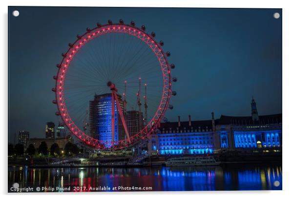 London Eye at Night Acrylic by Philip Pound