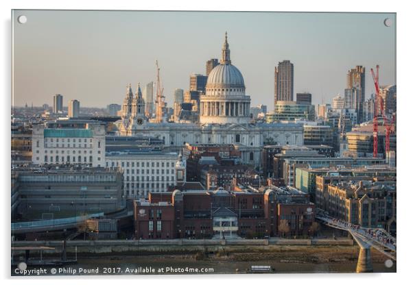 St Paul's Cathedral London from South of the River Acrylic by Philip Pound
